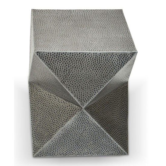 Mekbuda Inverted Triangular Metal Stool In Antique Zinc