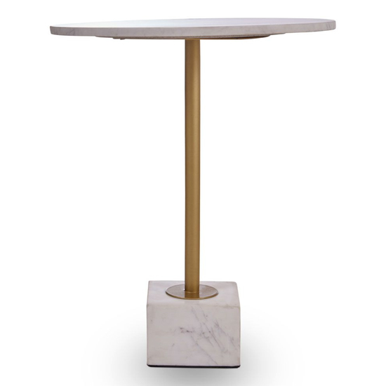 Mekbuda Round Marble Top Side Table With T Shaped Base thumbnail