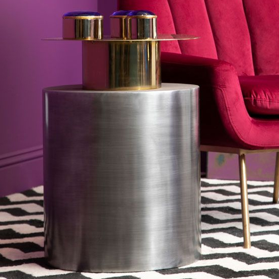 Read more about Mekbuda round metal side table in gold and antique zinc