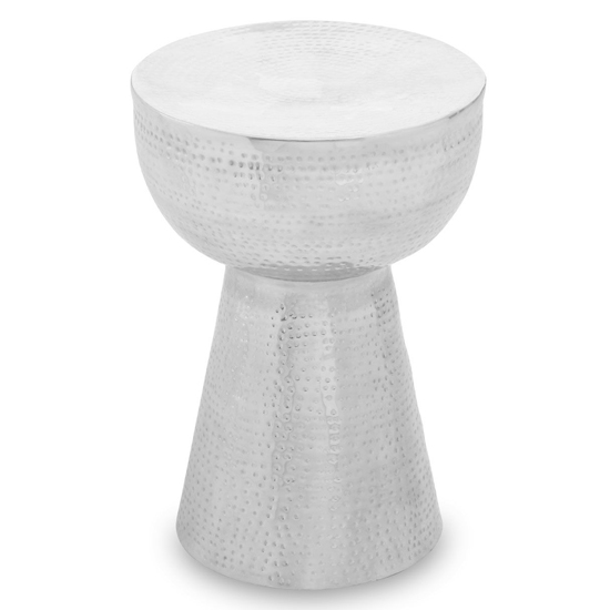 Product photograph of Mekbuda Round Metal Side Table In Silver Shiny Polished from Furniture in Fashion