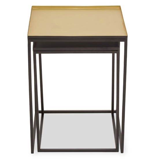 Product photograph of Mekbuda Square Metal Nest Of 2 Tables In Gold And Silver from Furniture in Fashion