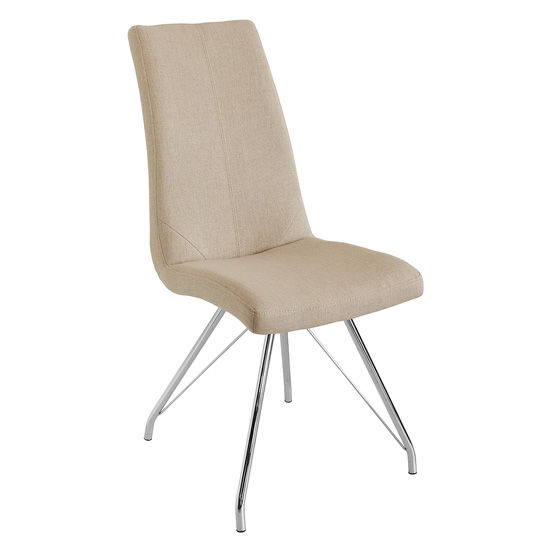 Mekbuda Taupe Fabric Upholstered Dining Chair In Pair FiF