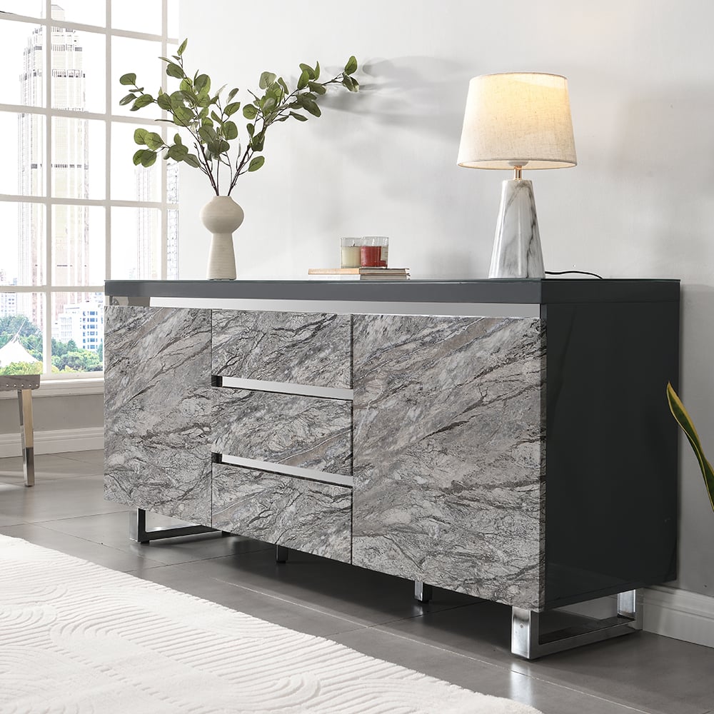 Read more about Melange sydney large sideboard with 2 door 3 drawer in grey