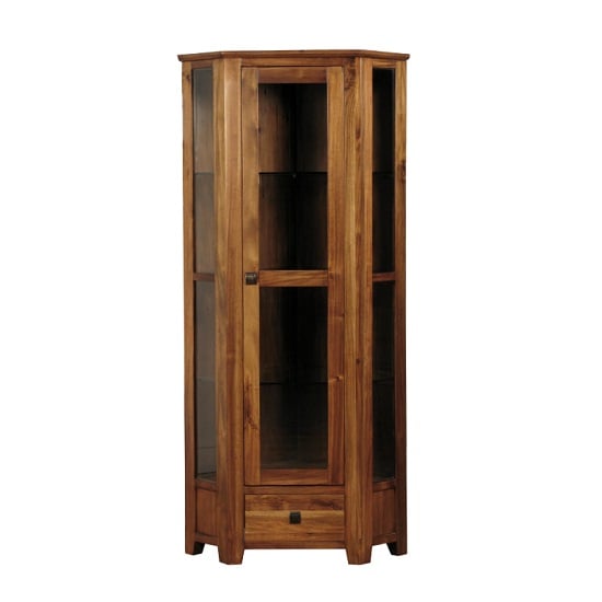 Melania Wooden Corner Display In Solid Acacia 29907