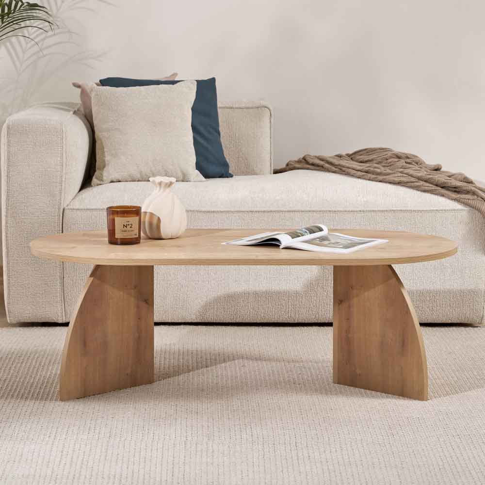 Melaro Wooden Oval Coffee Table in Sapphire Oak