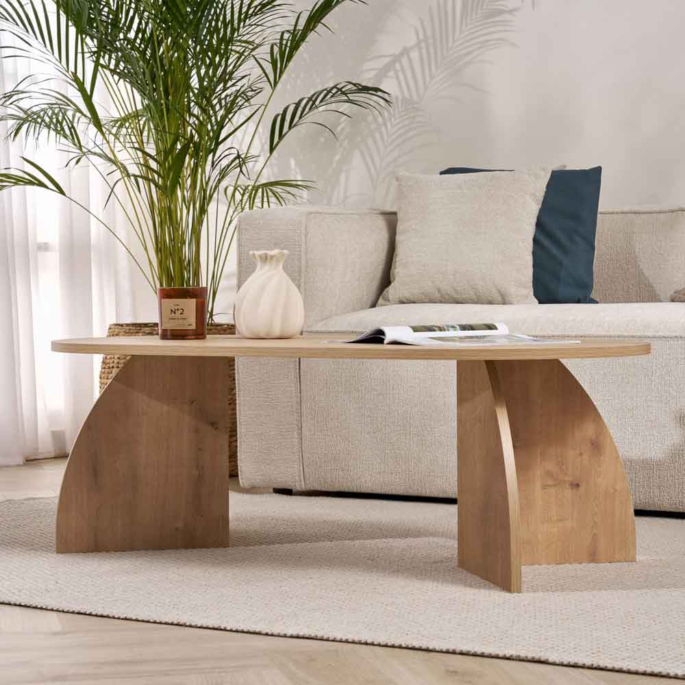 Melaro Wooden Oval Coffee Table in Sapphire Oak