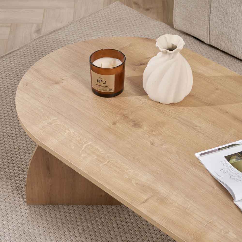 Melaro Wooden Oval Coffee Table in Sapphire Oak