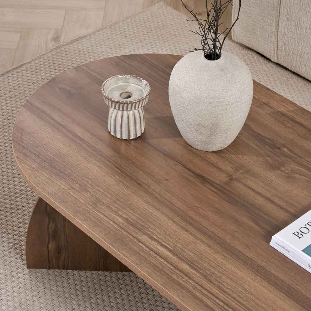 Melaro Wooden Oval Coffee Table in Walnut