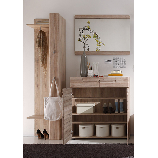 Melay Wooden Hallway Furniture Set 3 In San Remo Light Oak_2