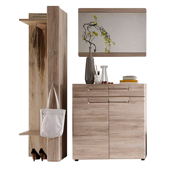 Melay Wooden Hallway Furniture Set 3 In San Remo Light Oak_3