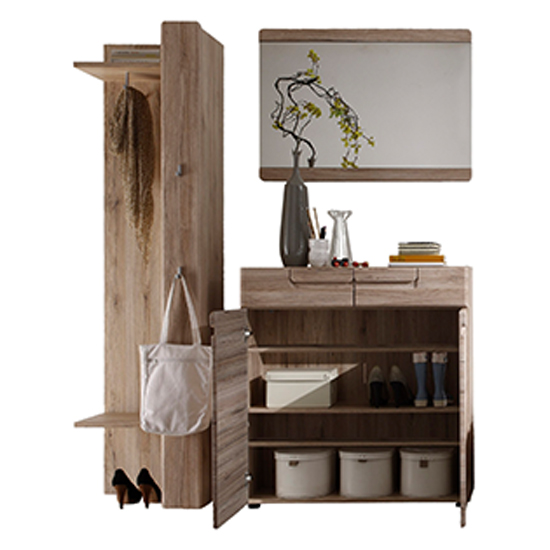 Melay Wooden Hallway Furniture Set 3 In San Remo Light Oak_4