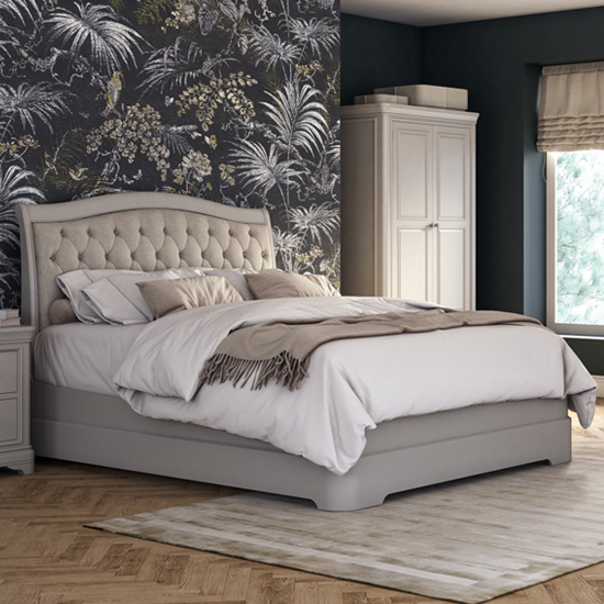 Product photograph of Melba Upholstered Fabric Double Bed In Taupe from Furniture in Fashion
