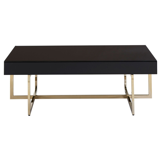 Meleph Black Mirrored Coffee Table With Gold Steel Frame