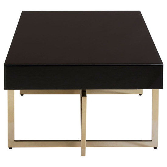 Meleph Black Mirrored Coffee Table With Gold Steel Frame
