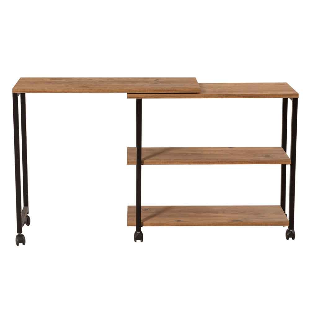 Melin Wooden Rolling Side Table in Atlantic Pine and Black