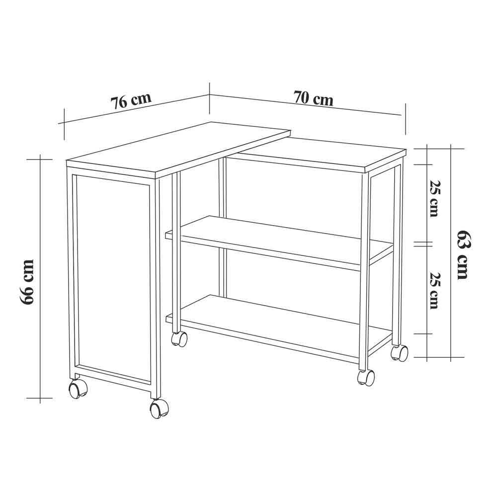 Melin Wooden Rolling Side Table in Atlantic Pine and Black
