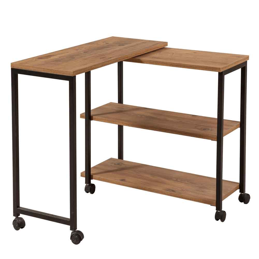 Melin Wooden Rolling Side Table in Atlantic Pine and Black