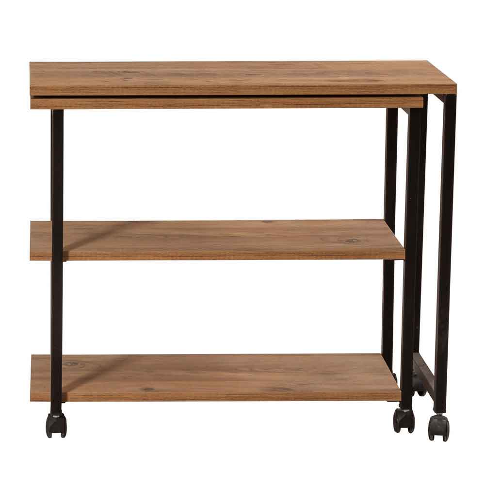 Melin Wooden Rolling Side Table in Atlantic Pine and Black