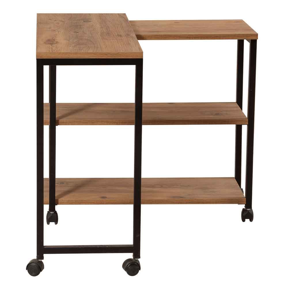 Melin Wooden Rolling Side Table in Atlantic Pine and Black