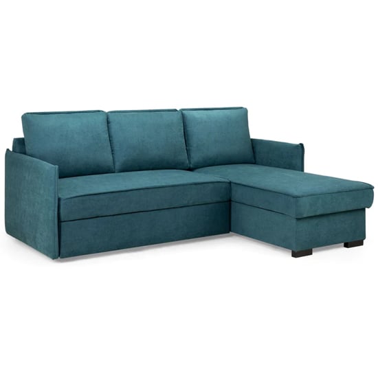 Product photograph of Melina Fabric Corner Sofa Bed In Teal from Furniture in Fashion