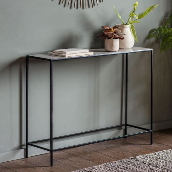 Read more about Melina metal console table in light grey and black
