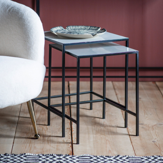 Read more about Melina metal nest of 2 tables in dark grey and black