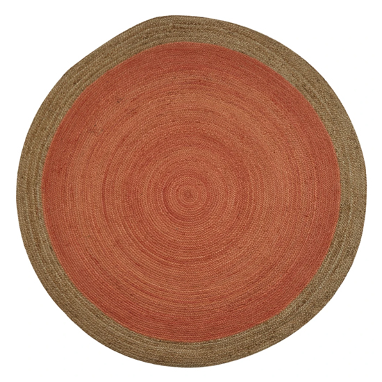 Melina Small Round Soft Jute Rug With Blood Orange Centre | Furniture ...