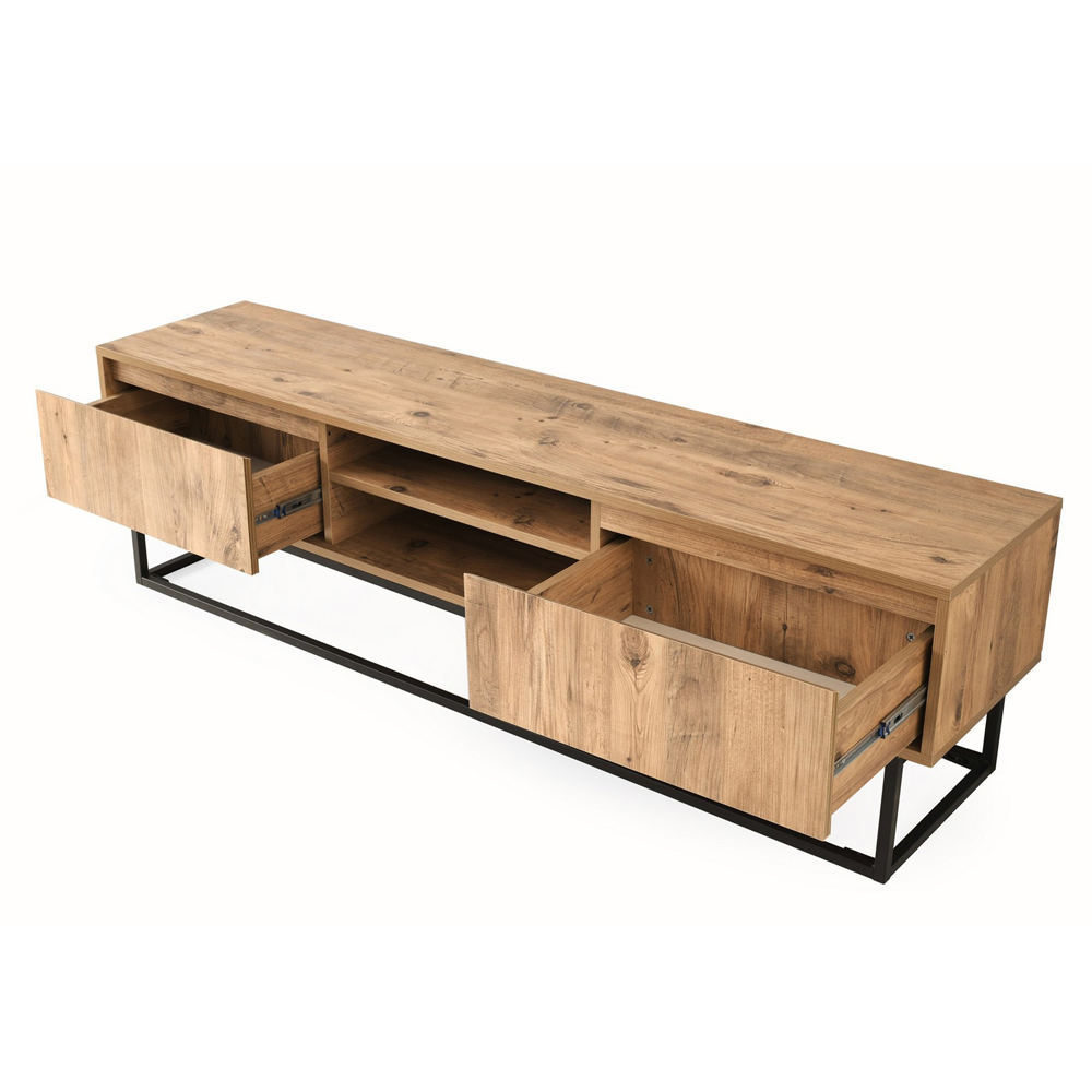 Melinda Small Wooden TV Stand With 2 Shelves In Black Pine