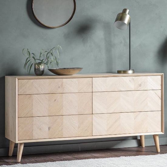 Read more about Manistee wooden chest of 6 drawers in oak