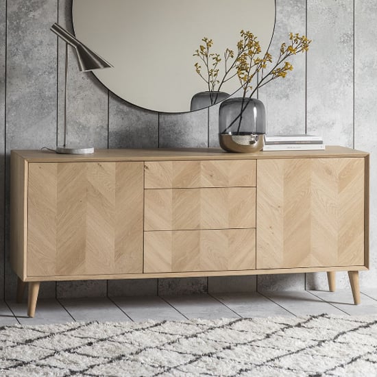 Read more about Manistee wooden sideboard with 2 doors 3 drawers in oak