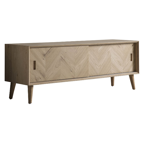 Manistee Wooden TV Unit With 2 Sliding Doors In Oak