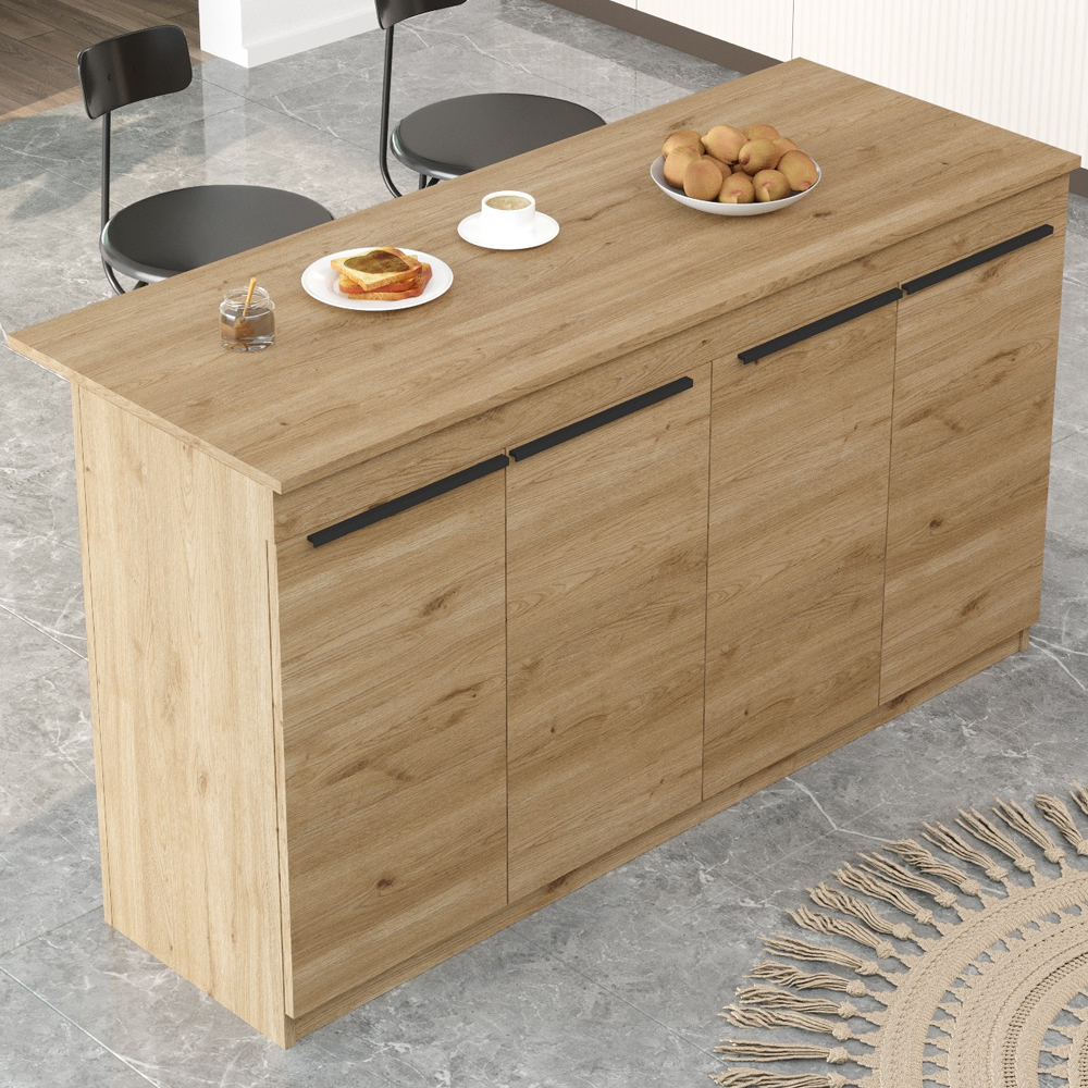 Meliora Wooden Kitchen Bar Table in Oak