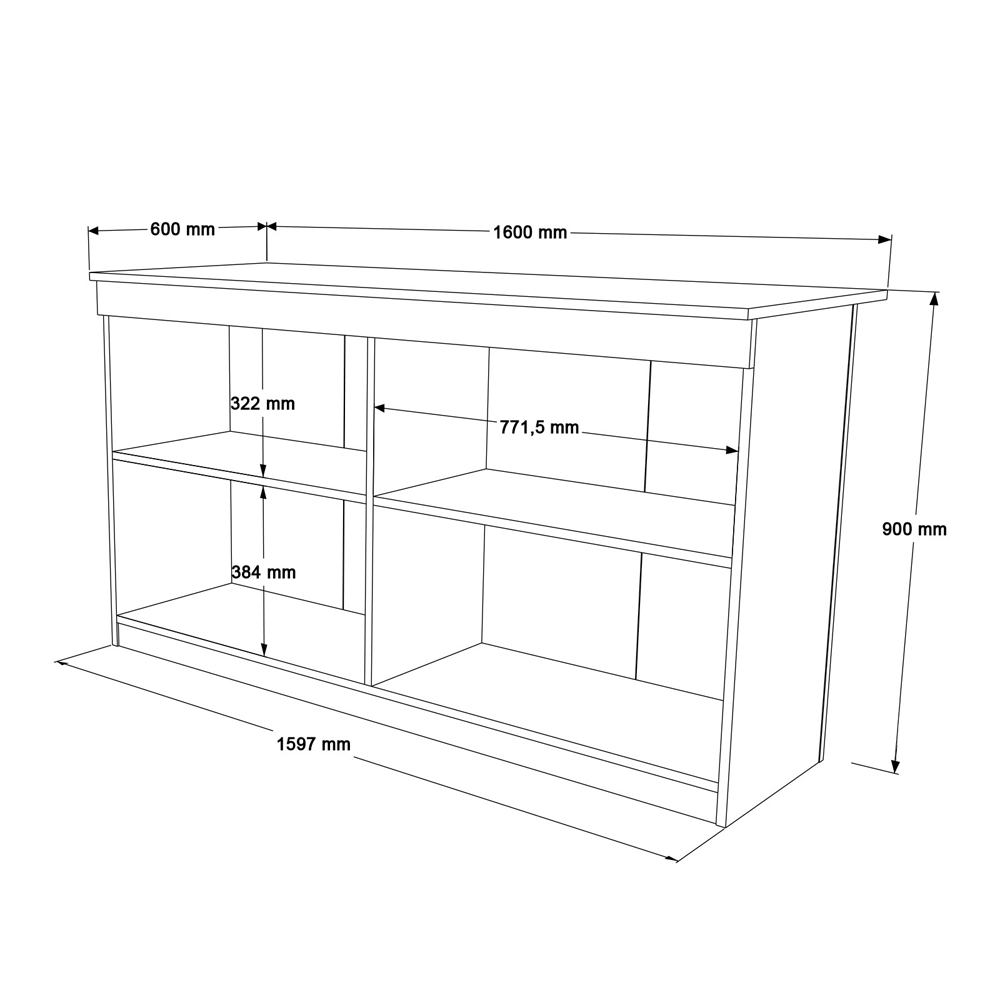 Meliora Wooden Kitchen Bar Table in Oak