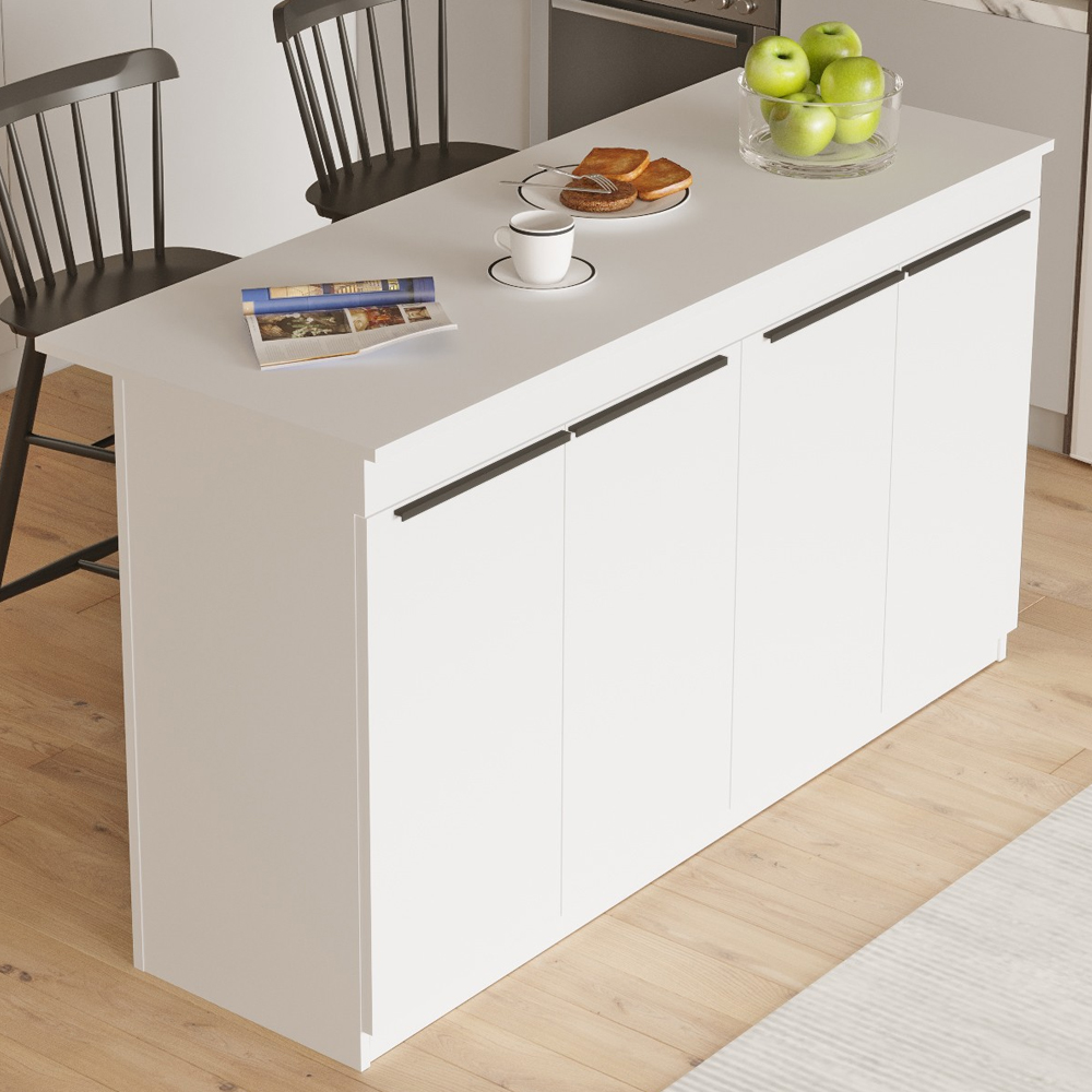 Meliora Wooden Kitchen Bar Table in White