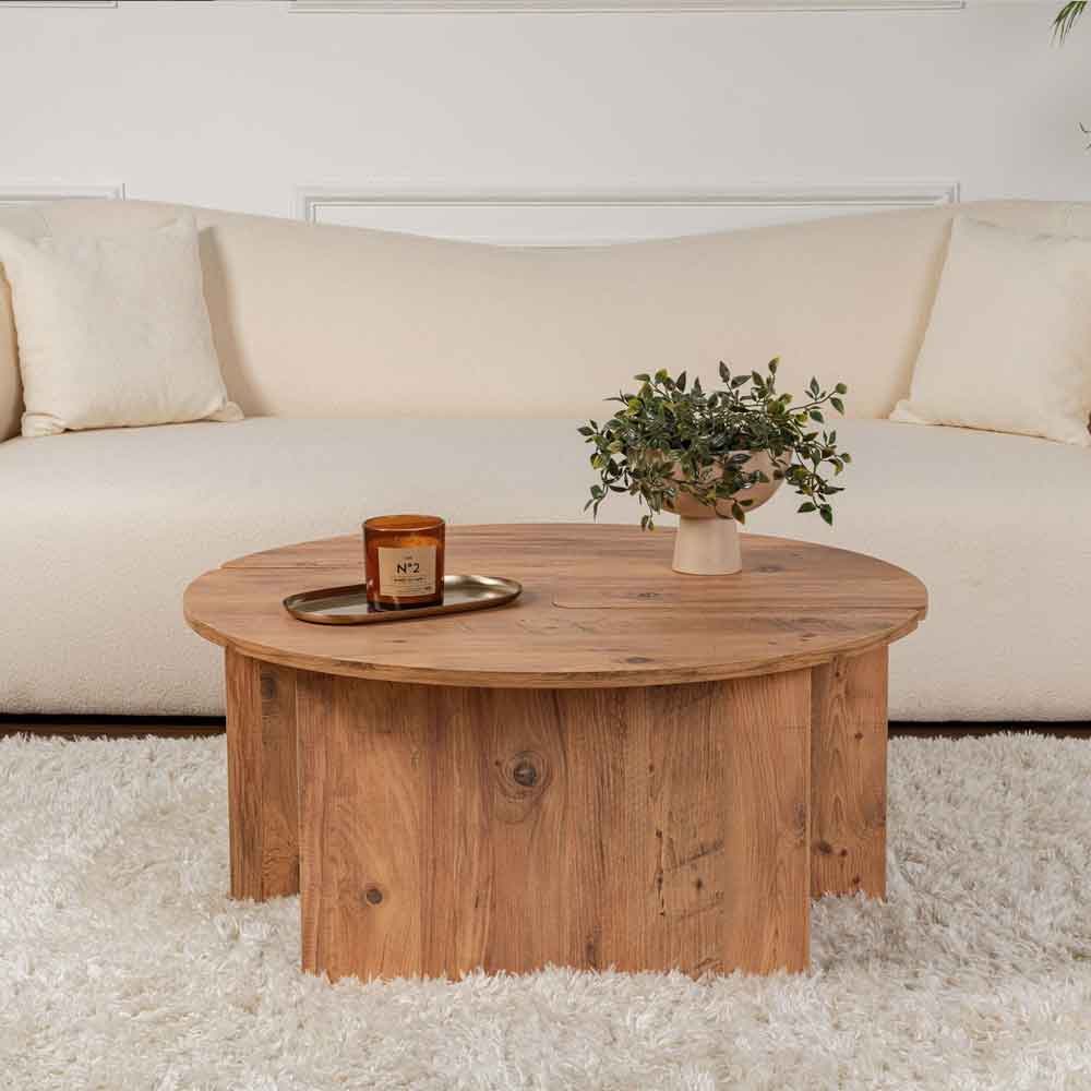 Melira Wooden Nest Of 2 Coffee Table in Atlantic Pine