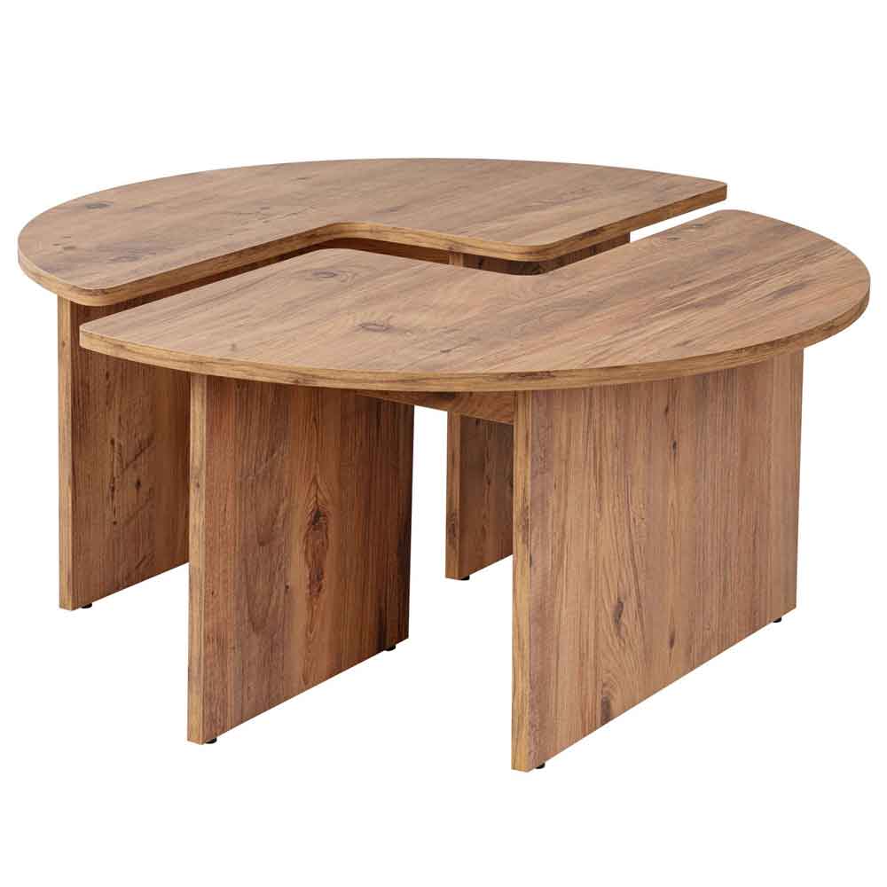 Melira Wooden Nest Of 2 Coffee Table in Atlantic Pine
