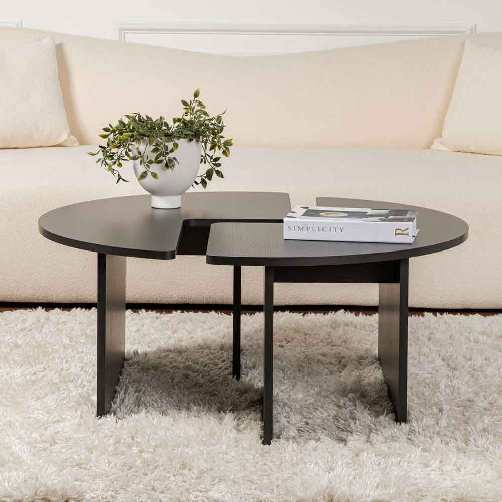 Melira Wooden Nest Of 2 Coffee Table in Black