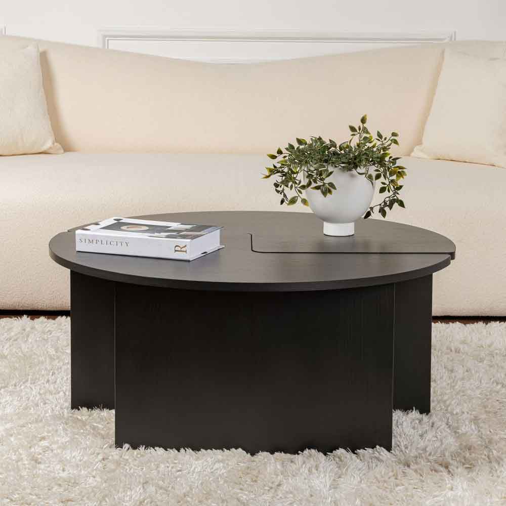Melira Wooden Nest Of 2 Coffee Table in Black