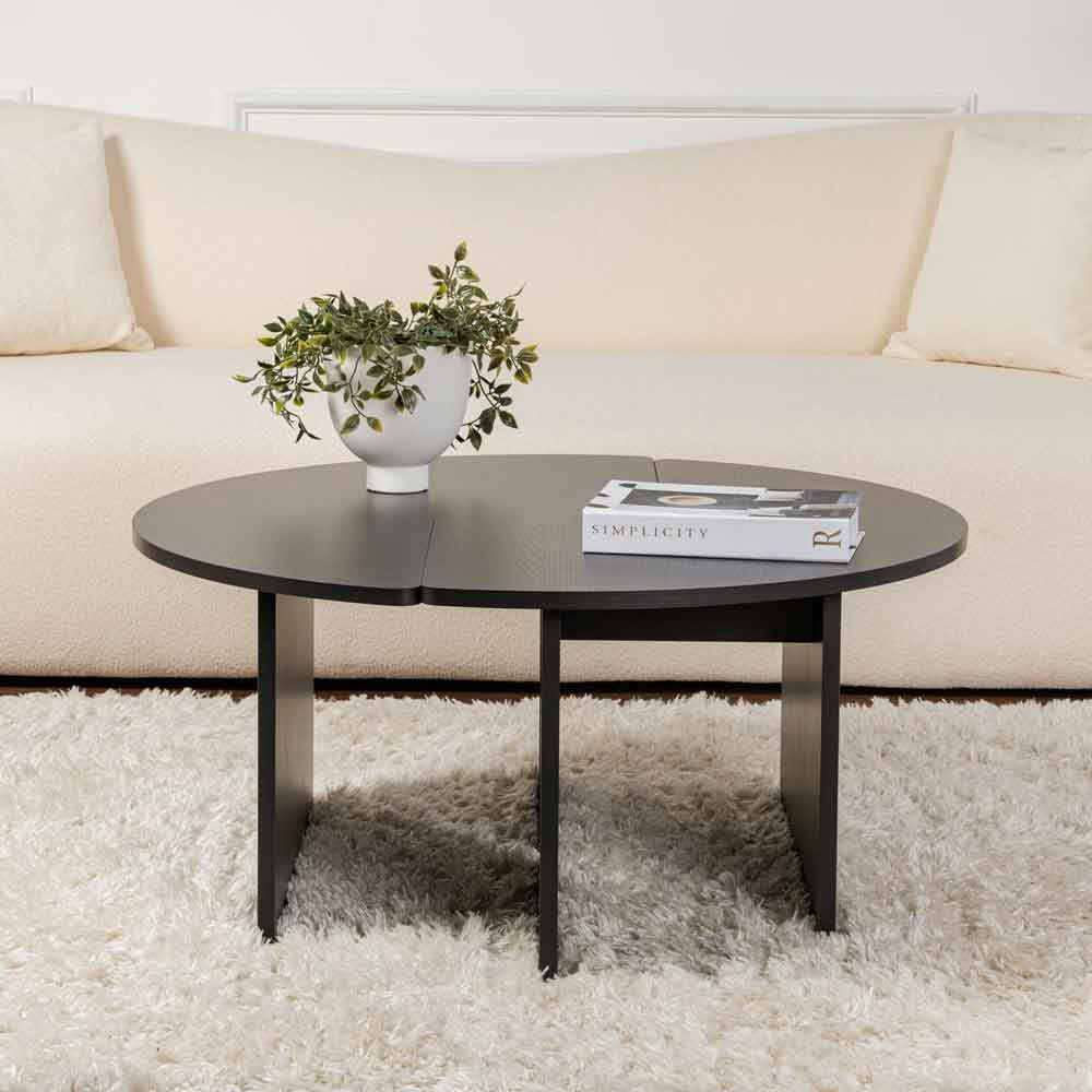 Melira Wooden Nest Of 2 Coffee Table in Black