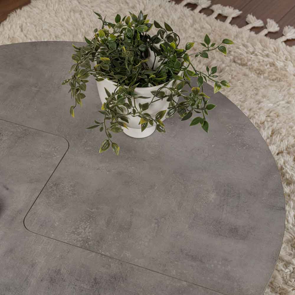 Melira Wooden Nest Of 2 Coffee Table in Concrete Grey