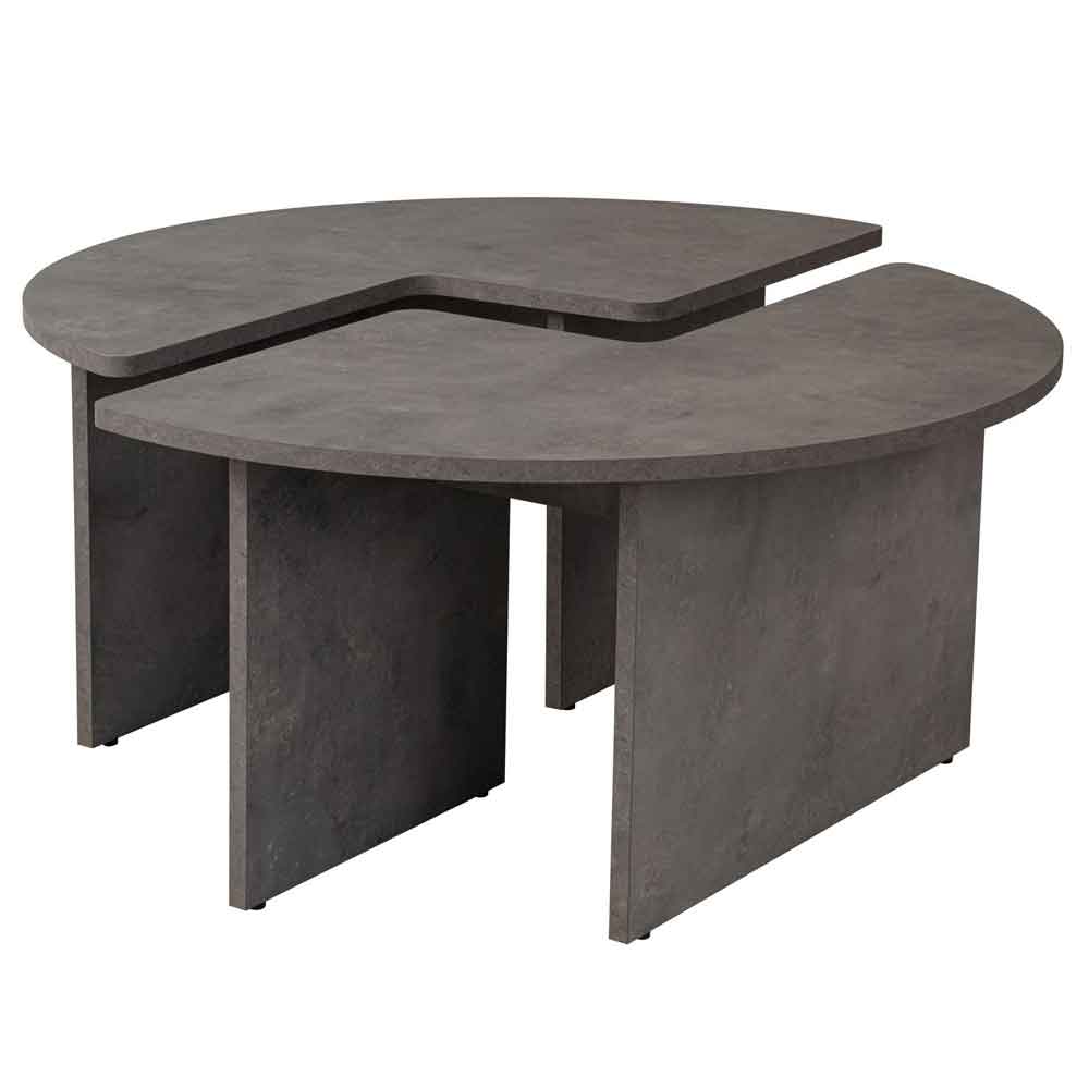 Melira Wooden Nest Of 2 Coffee Table in Concrete Grey