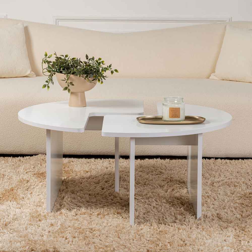 Melira Wooden Nest Of 2 Coffee Table in Natural White