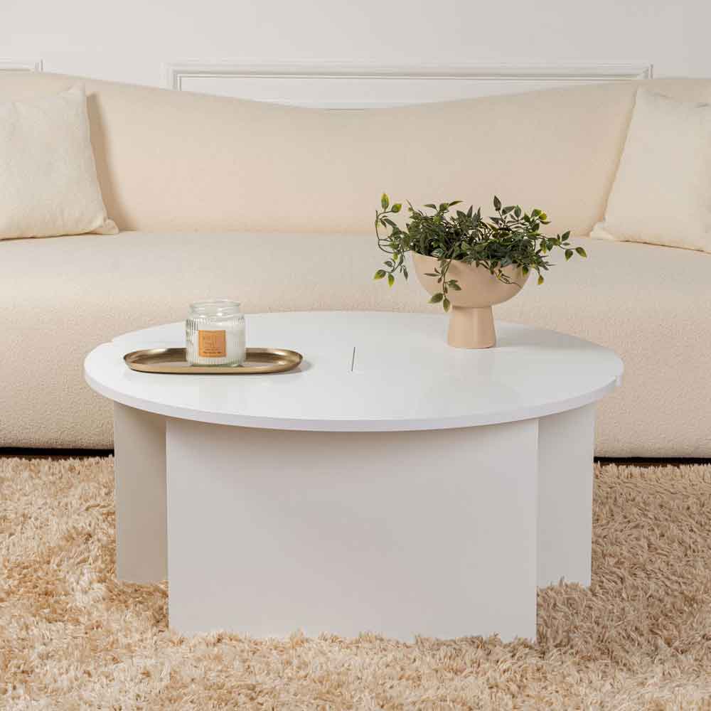 Melira Wooden Nest Of 2 Coffee Table in Natural White