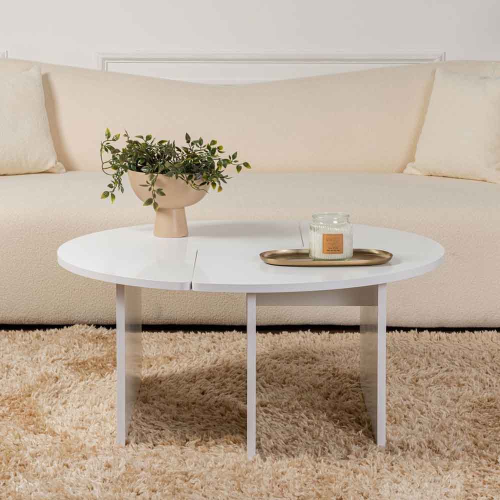 Melira Wooden Nest Of 2 Coffee Table in Natural White