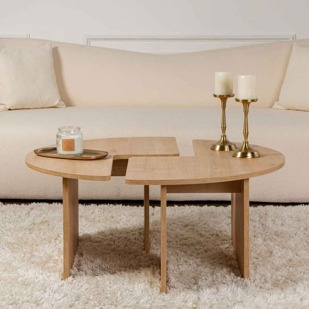 Melira Wooden Nest Of 2 Coffee Table in Oak