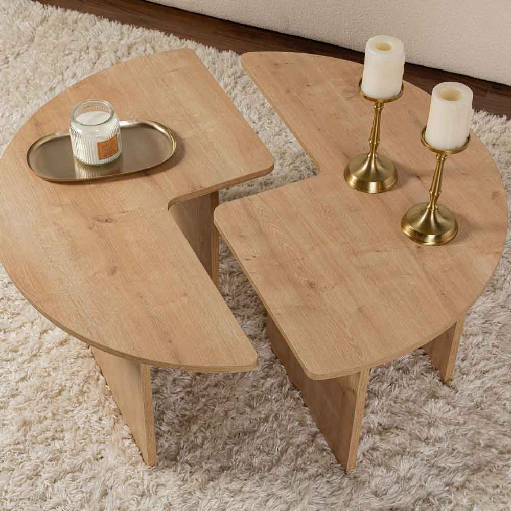 Melira Wooden Nest Of 2 Coffee Table in Oak
