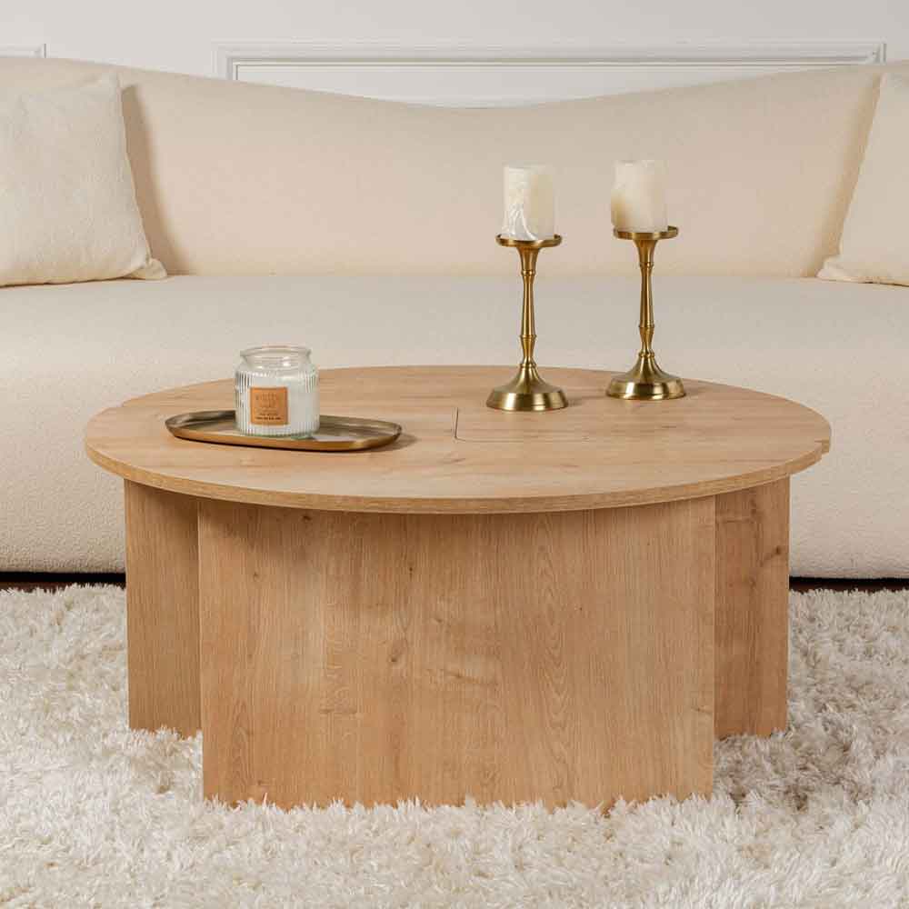 Melira Wooden Nest Of 2 Coffee Table in Oak
