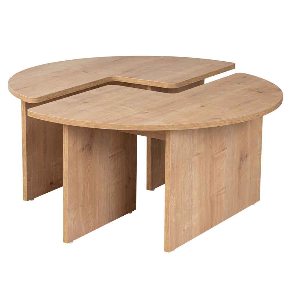 Melira Wooden Nest Of 2 Coffee Table in Oak