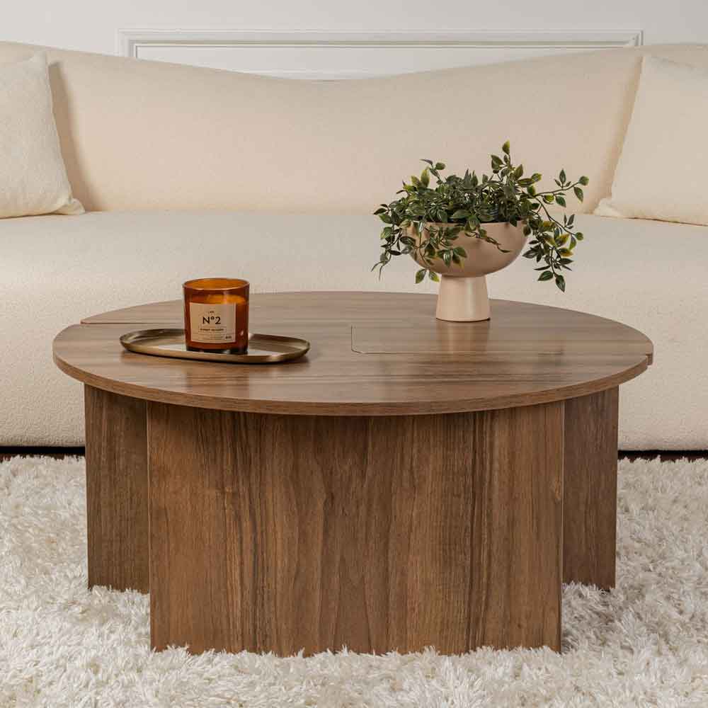 Melira Wooden Nest Of 2 Coffee Table in Walnut