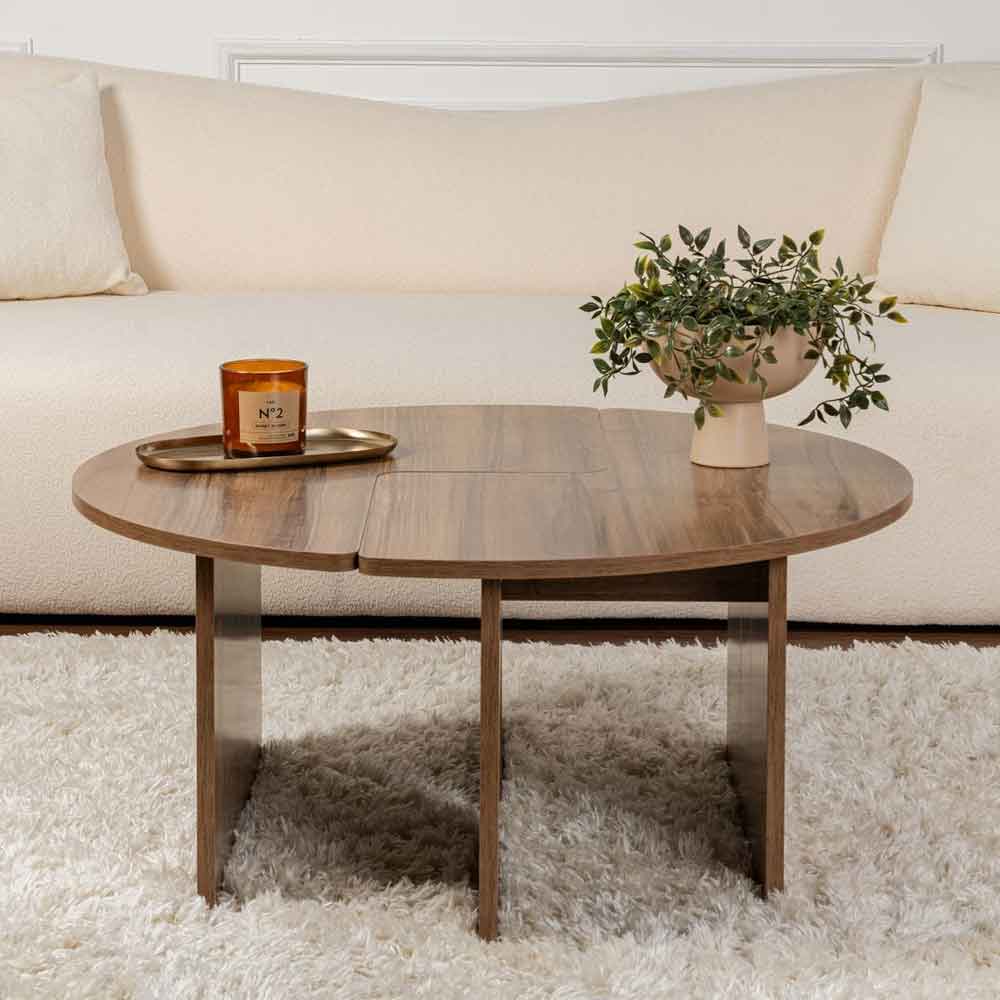 Melira Wooden Nest Of 2 Coffee Table in Walnut
